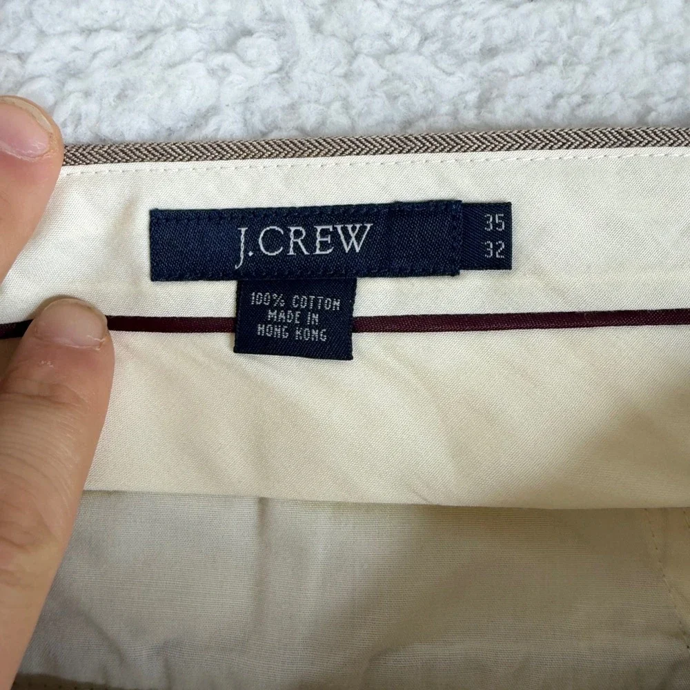J.Crew Mens 35x32( 35x28) Pleated Herringbone Cotton dress Pants Tan hong kong